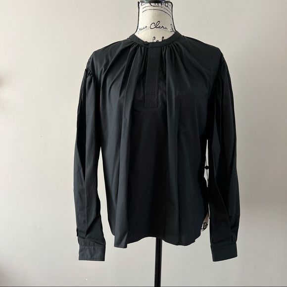 bassike Tops - Bassike cotton boxy gathered shirt blouse black 1 small 4